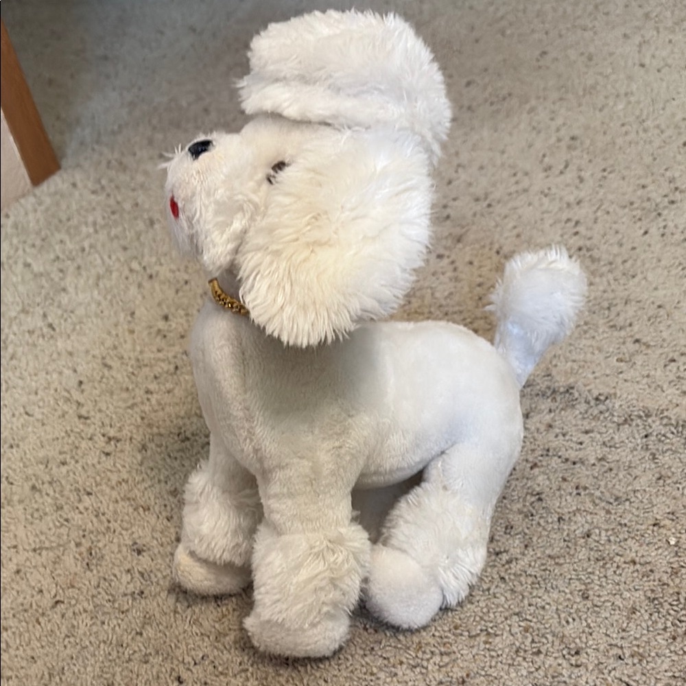 Rare R. Dakin & Co. White Plush Poodle Toy with white Fur